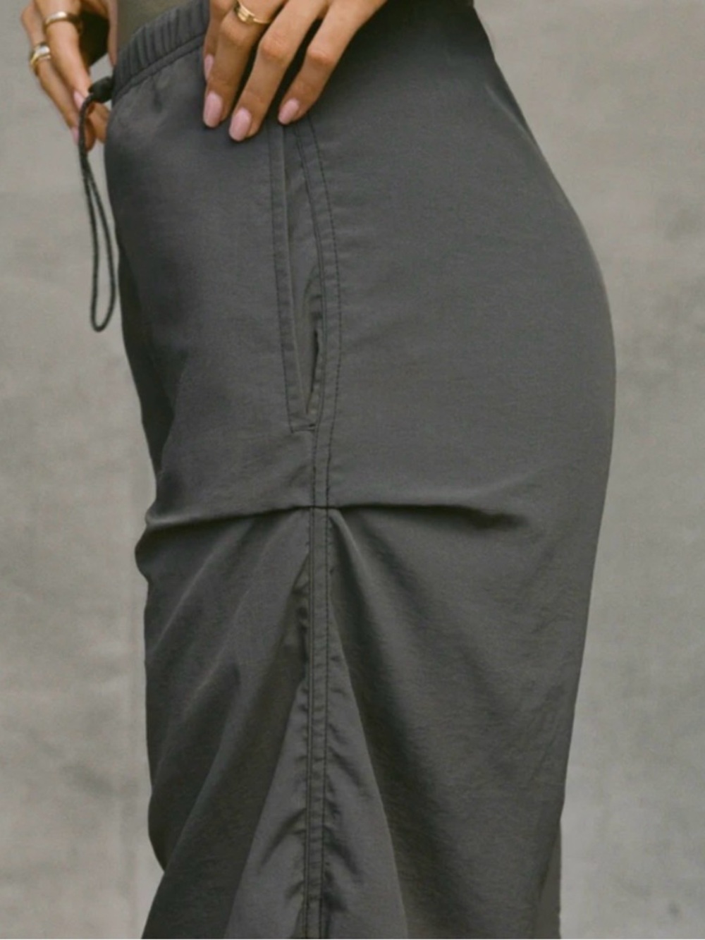 JOAH BROWN Ruched Track Hiking Pant Cargo Nylon JET Grey (FIT102) XS - Picture 5 of 11